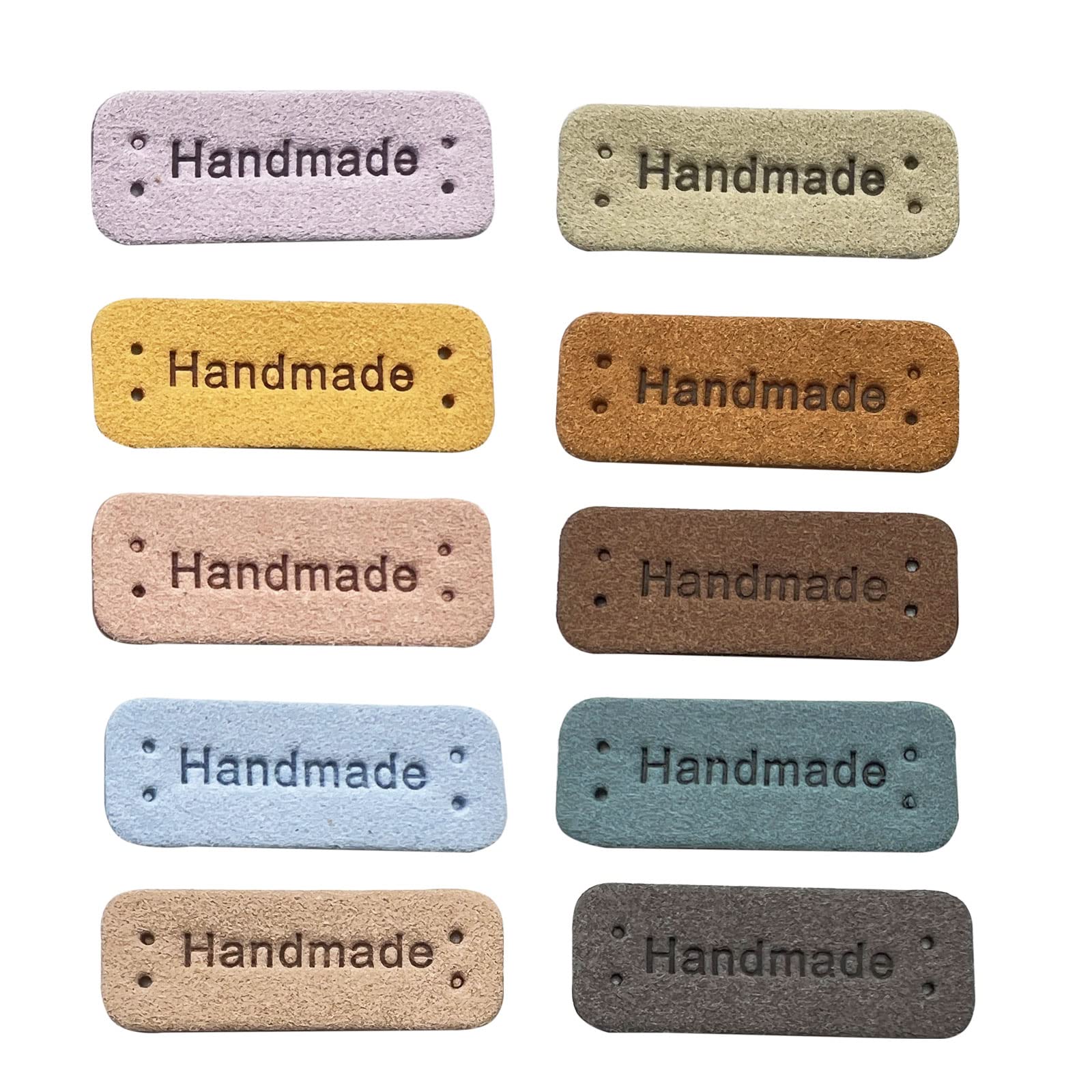 Pack of 40 PU Leather Label Faux Leather Handmade Sewing on Tag Label Handmade Embossed Tag for DIY Jeans Bags Shoes Hat (Hs, 10c)