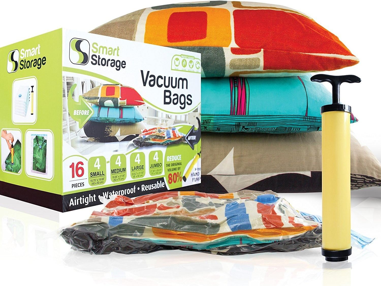 Smart Vacuum Storage Bags, 16 Pack Storage, Clear - Image 4