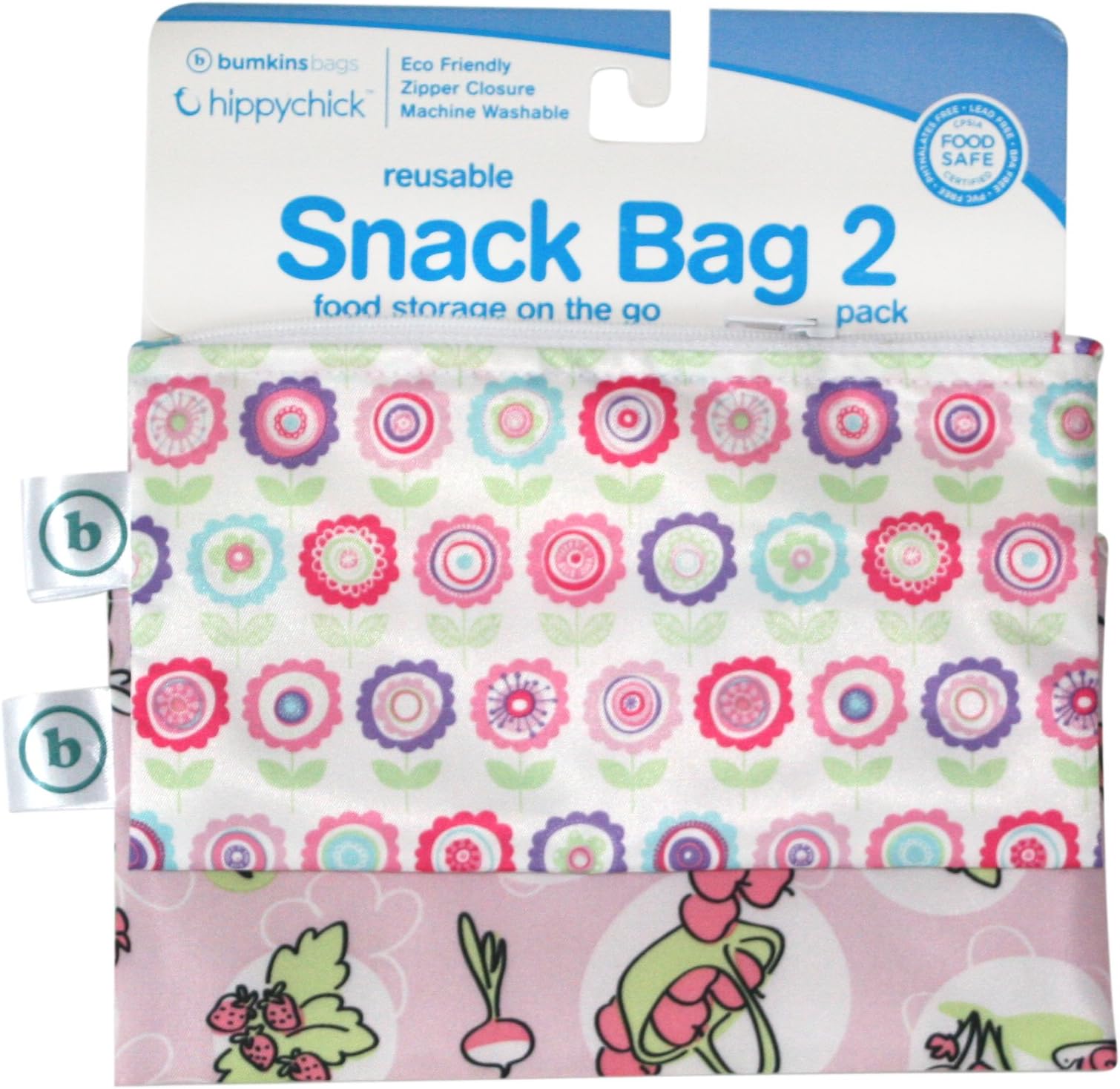 Bumkin Reusable Snack Bag Small 2 Pack - Bloom and Bunny Patch