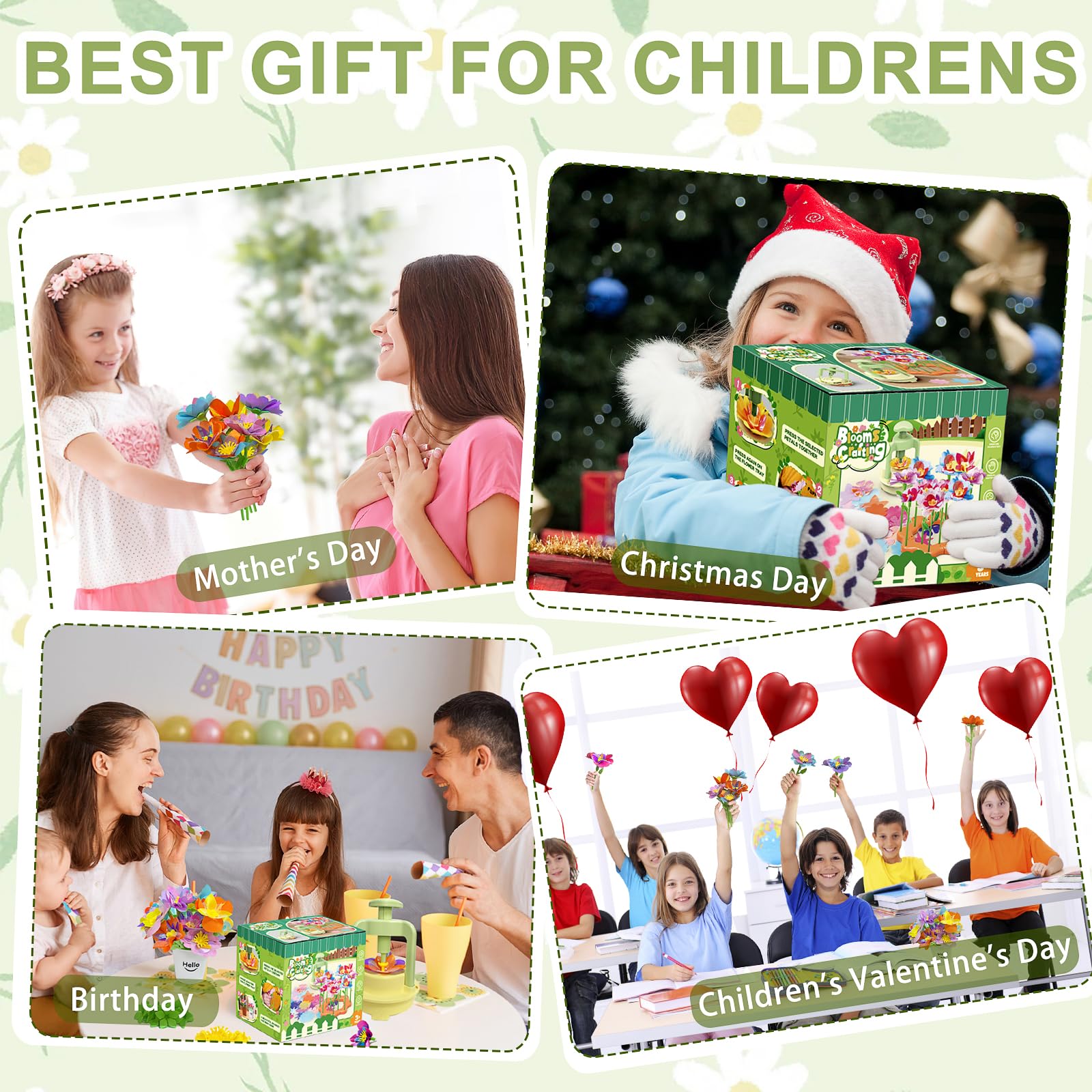 Fabric Flower Bouquets Toys, DIY Craft Kit for Girls 3 4 5 6 7 8 9 10 Years Old, Creative Arts and Crafts Activity for Toddler Kids, Preschool Educational Flower Assembly Gifts for Birthday Christmas