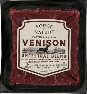 Force Of Nature Meats, Venison Ground Liver Heart Frozen Grass Fed, 14 Ounce