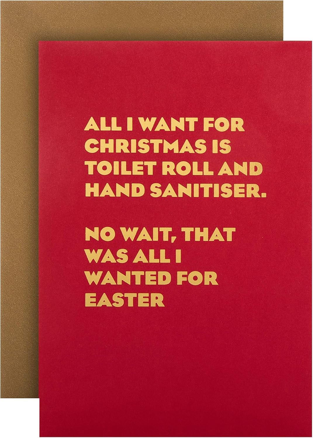 Hallmark Funny Christmas Card from Toilet Roll and Hand Sanitiser, red and green, 17.3cm x 11.9cm