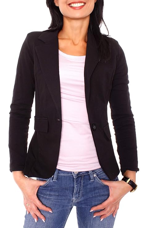 Easy Young Fashion Damen Jerseyblazer Gefüttert