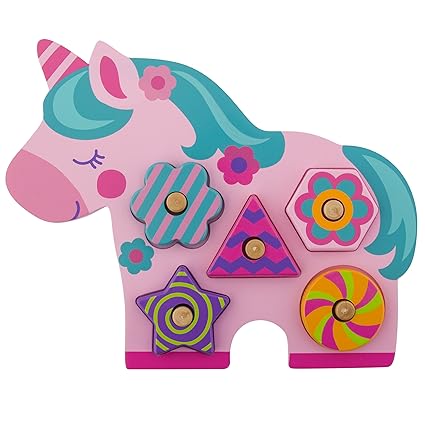 Stephen Joseph Shaped Wooden Peg Puzzle, Unicorn