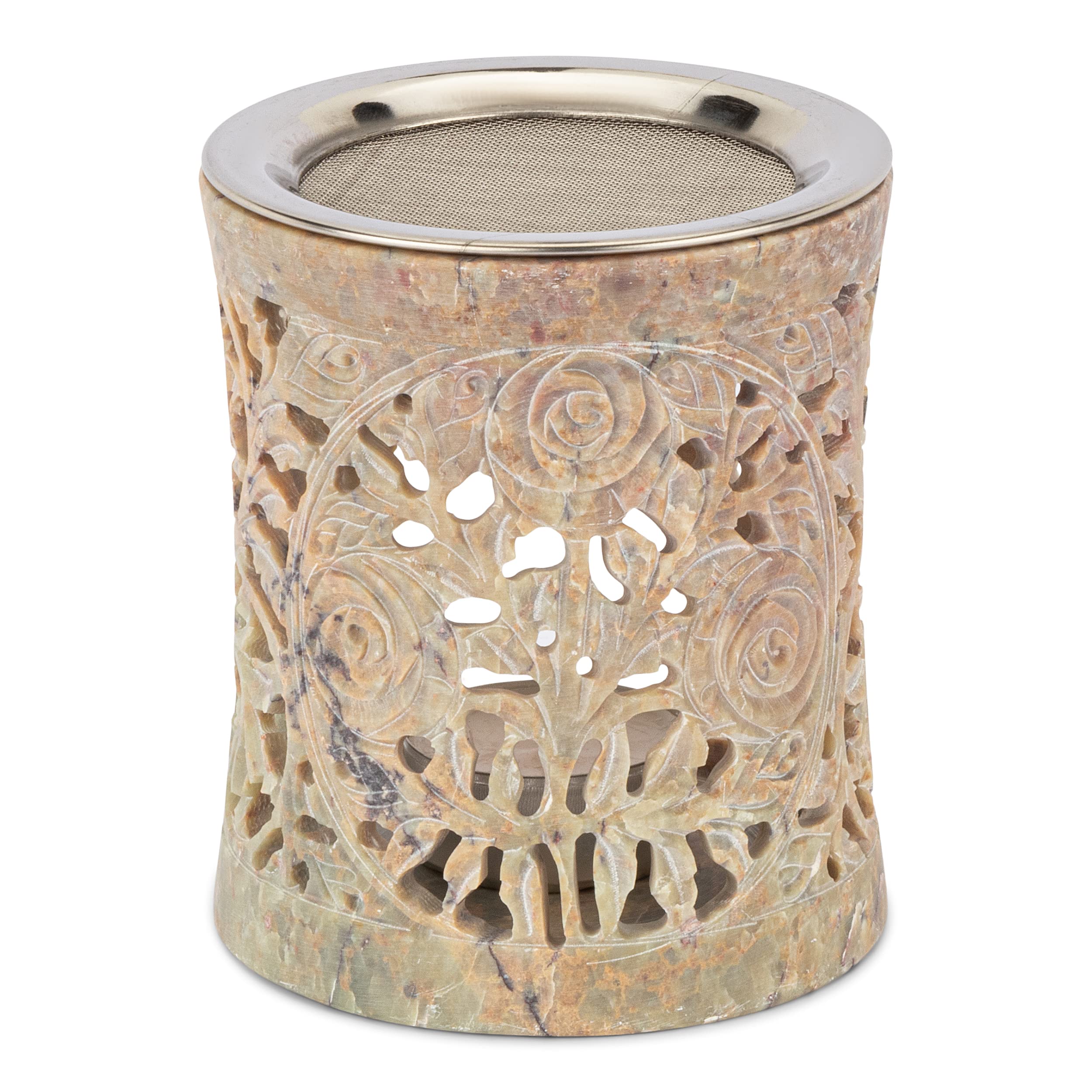 NKLaus Incense burner made of soapstone 10x8,5cm Incense burner Sieve vessel Handicraft 1211