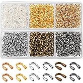 600 Pcs Brass Wire Guardian U-Shape Cable Protector Brass Wire Protector for Earring Bracelet Necklace Pendant DIY Jewelry Making Supplies, 6 Colors