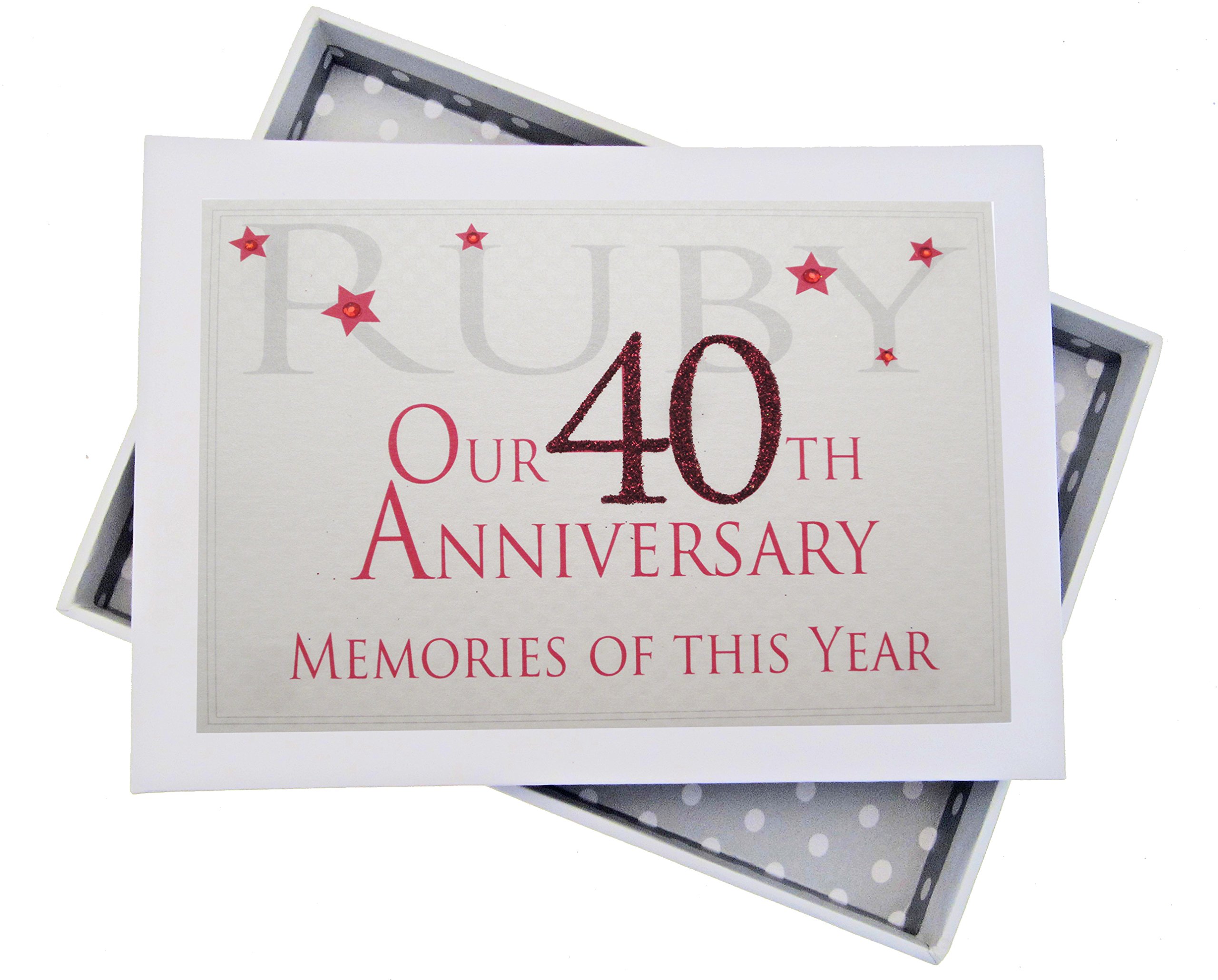 White Cotton Cards 40th Ruby Anniversary Memories of This Year, Tiny Album, Glitter & Words, Wood, 12.5x17.5x2.5 cm