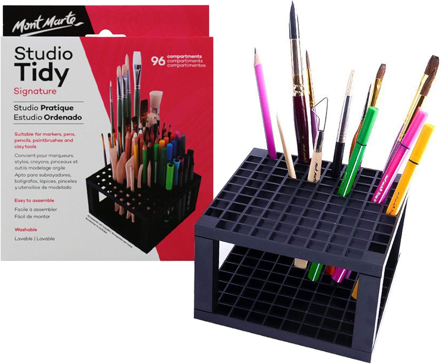 MONT MARTE Pen and Brushholder, Brush Holder with 96 compartments, Ideal for Storing and Organizing Pens Brushes