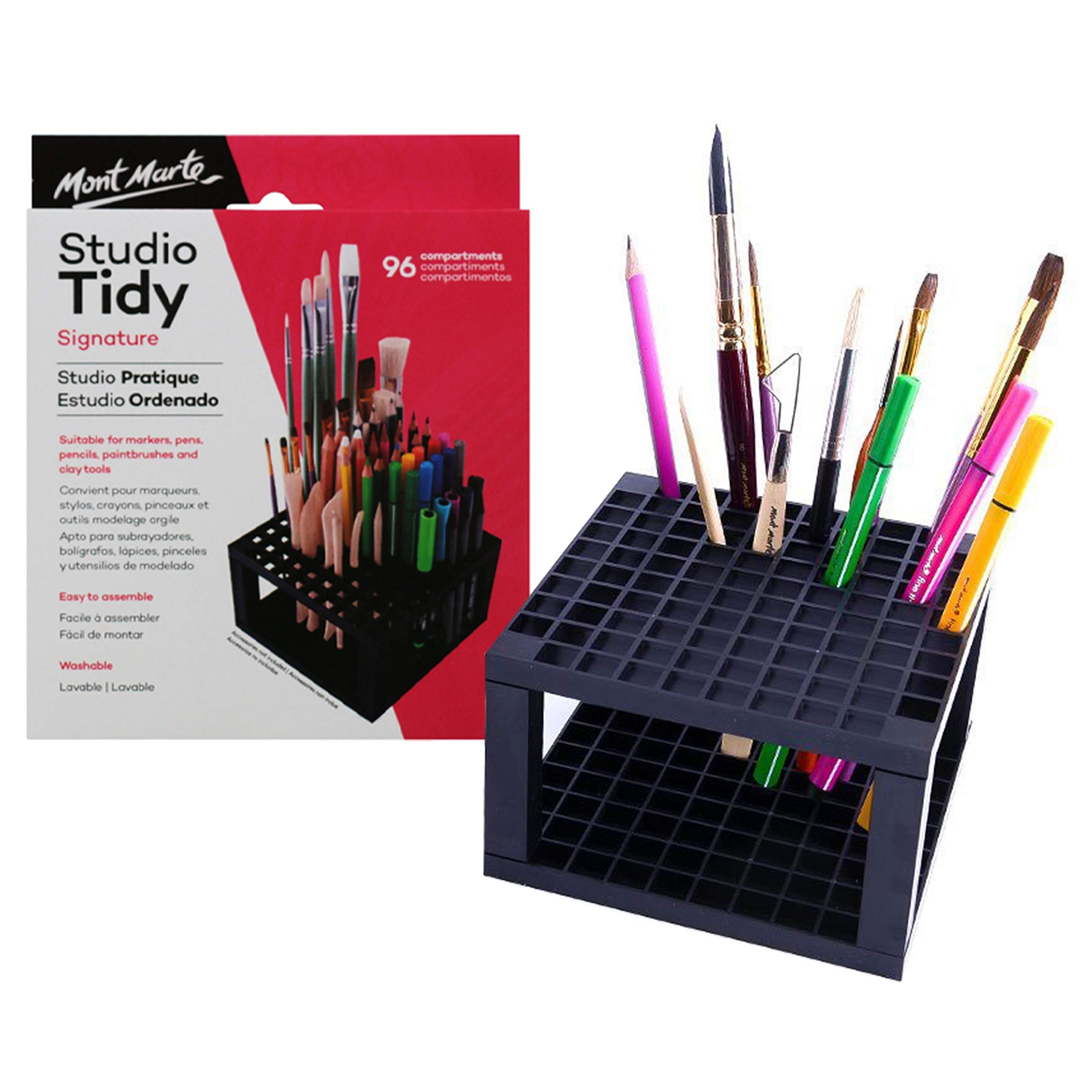 MONT MARTE Pen and Brushholder – Brush Holder with 96 compartments – Ideal for Storing and Organizing Pens, Brushes, Markers and Accessories