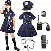 Lingway Toys Kids Police Costume For Girls,Girls Police Officer Costume Set,Kids Halloween Costume Dress Up 3-14years