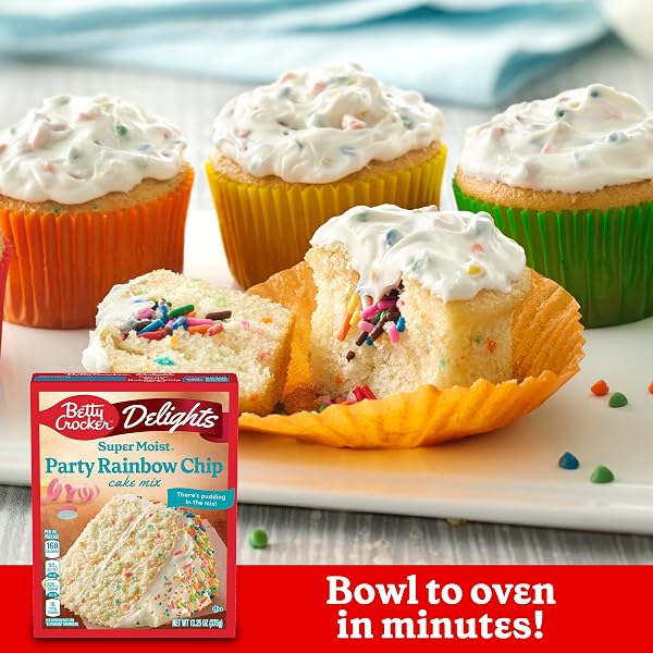 BETTY CROCKER DELIGHTS SUPER MOIST PARTY RAINBOW CHIP CAKE MIX, 13.25 OZ