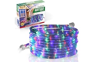 Tupkee LED Rope Light Multi-Color - for Indoor and Outdoor use, 24 Feet (7.3 m) - 10MM Diameter - 144 LED Long Life Bulbs Rope Tube Lights