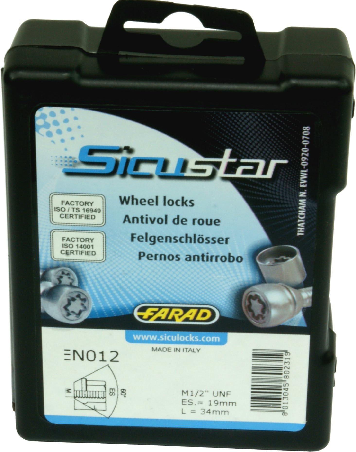 1 Set SICU Star Black Rim Locks Anti-Theft M12x1,25 28 mm SW17 Ball and Adaptor by Farad/Wheel Locks/Set/Made in Italy/Alloy/Steel Wheel/SW 17 "Steel Kebu Alfa Romeo Citroen Fiat Lancia Peugeot/Mito/145/146/156/Saxo/ ZX/C3/C5/PICASSO XSARA/Berlingo/XM/Cinquecento Uno Punto/Bravo/Multipla/106/205/206/207/306/307/406/508 607 1007/3008/5008/partner/Spider/GTV/Xantia Ypsilon/Lybra/