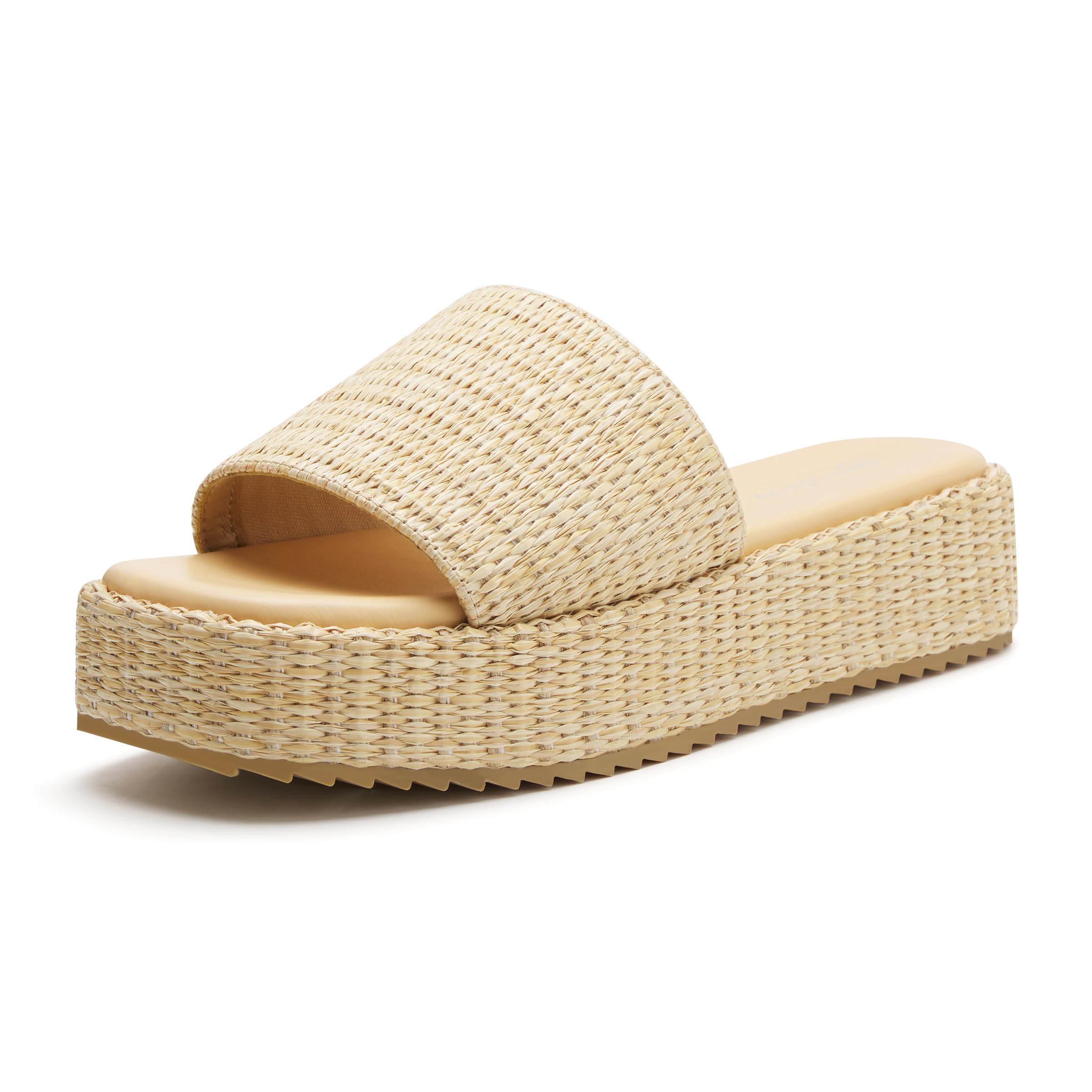 Photo 1 of ***used***vodvob Platform Sandals for Women Open Toe Comfort Slip On Espadrille Sandals Cute Beach Straw Raffia Sandals Casual Summer Vacation for Women