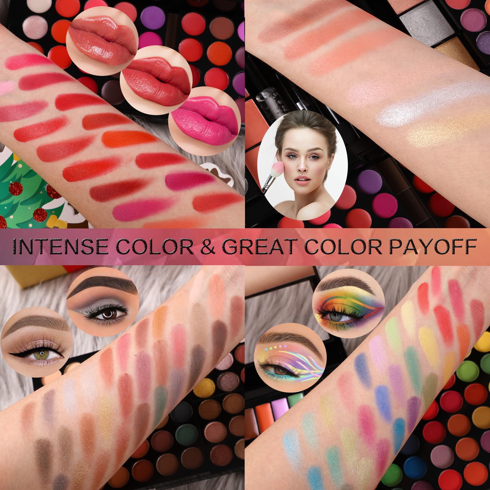 Professional All in One Makeup Kit for Women Full Kit,186 Colors Make Up Palette Christmas Gift Set, Including Eyeshadow,Lip Gloss,Concealer,Highlighter,Contour,Brow Powder,Mascara,Blush & Brush