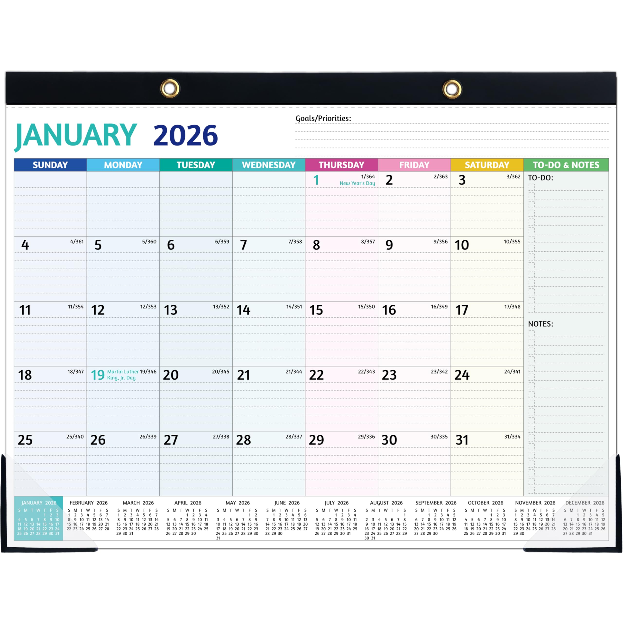 View 1 of 2026 Desk Calendar – Large Desk Calendar 2026, 22'' x 17'', Jan 2026 – Dec 2026, 2026 Desk/Wall Calendar with Desk Pad, To-do Lists, Ruled Blocks, Corner Protectors, Lay Flat ? Not Rolled