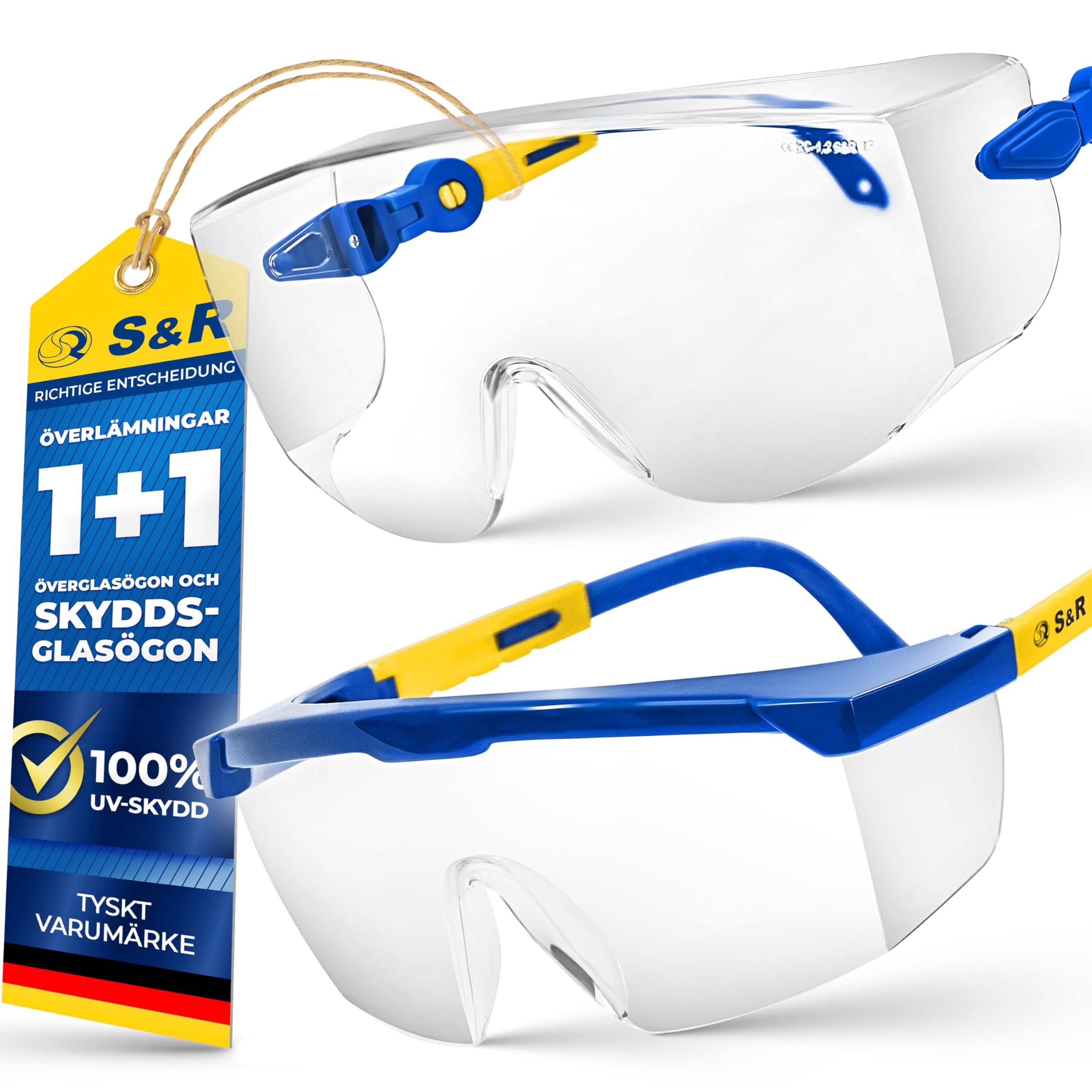 S&R Safety Glasses (2 Pairs) – ANSI Z87.1 & EN 166 Certified, Anti-UV & Scratch-Resistant Polycarbonate Lenses