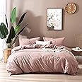 F.Y.Dreams 100% Washed Cotton Duvet Cover for Weighted Blanket 60x80 inches with 8 Ties, Zipper on Long Side/Dust Pink/Just Duvet Cover