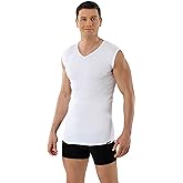 ALBERT KREUZ Men's Sleeveless v-Neck Business Undershirt 100% Organic Cotton White