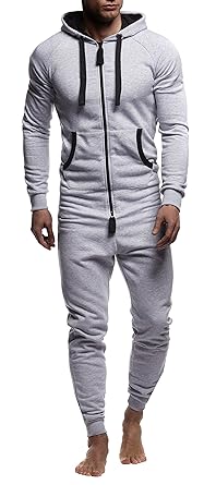 LEIF NELSON Herren Overall Jumpsuit Onesie Trainingsanzug Jogginghose Fitness Bekleidung LN8154