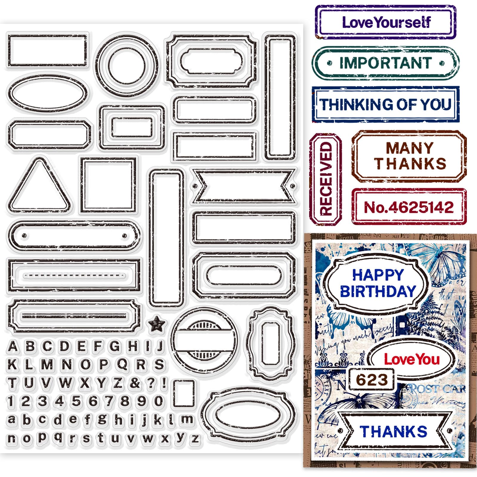 GLOBLELAND Retro Label Borders Clear Stamps for DIY Scrapbooking Vintage Label Frame Silicone Clear Stamp Seals 21×29.7cm Transparent Stamps for Cards Making Photo Album Journal Home Decoration