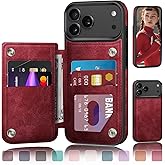 DJDUCK Designed for iPhone 17 Pro Max Case Wallet with Card Holder, [Magnetic Clasp Cover] [RFID Blocking Leather Protection] Shockproof Women Men Cases 6.9 Inch for Apple 17 ProMax Red