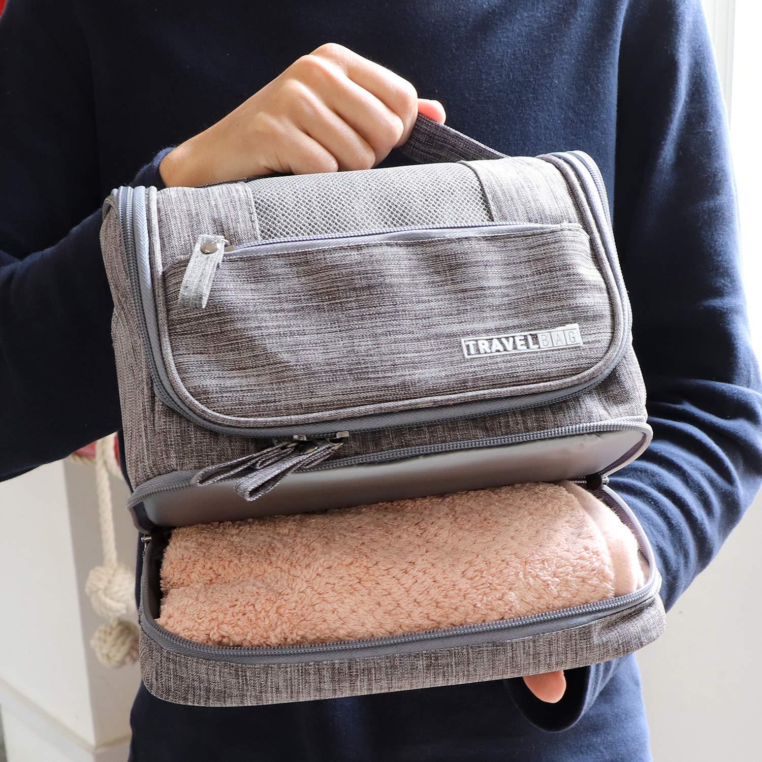 SENWOW Travel Hanging Toiletry Makeup Cosmetic Bag Waterproof Organizer for Men and Women Accessories Toiletry Kit with Dry and Wet Separation 2-Layer Design