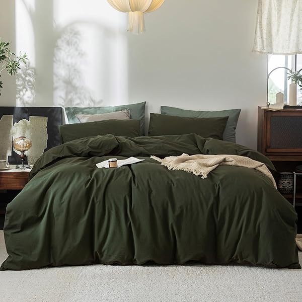FOSSA DUVET COVER SET 100% WASHED COTTON LINEN...