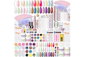COSCELIA Acrylic Nail Kit for Beginners with Everything 4PC Acrylic Powder 24 PCS Glitter Powder Professional Nail Drill Light Rhinestones Tips Set Christmas Gifts for Women