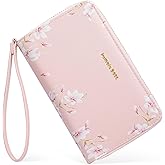 Pomelo Best Womens Wallet Leather RFID Blocking Credit Card Holder with Coin Pocket Zip Around Wristlet Medium Purse for Ladies Pink 2025
