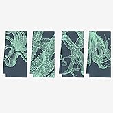 IWXYI Octopus Kitchen Towels Set - Octopus Bathroom Decor, Ocean Themed Decorative Hand Towels, 16x24