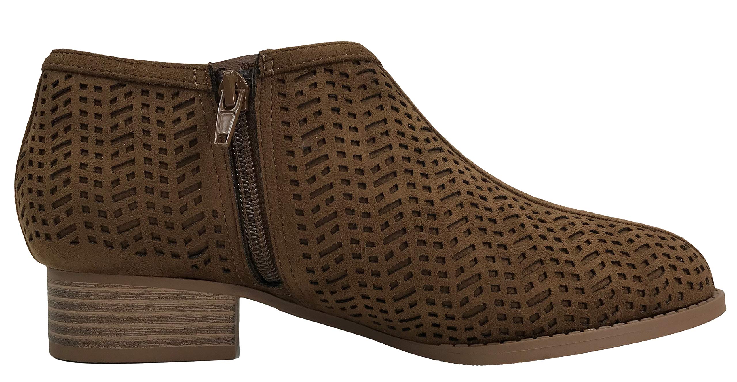 Womens Ankle Bootie D'Orsay Cut Out Perforated Open Side Closed Toe - Image 4