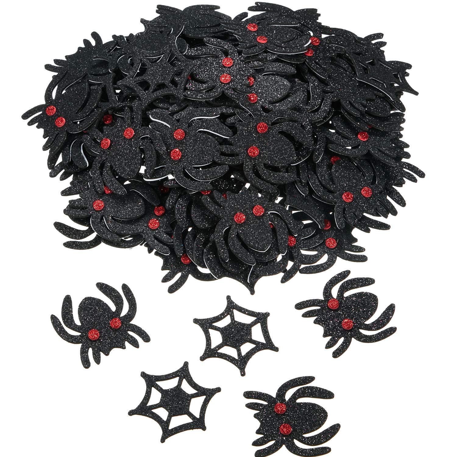 Photo 1 of Zonon 320 Pcs Halloween Spider Decorations, Glitter Foam Spider and Eyes Stickers Self-Adhesive Scary Window Wall Decals for Indoor Outdoor Halloween Party DIY Craft Decor Supplies