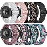 8 Pack Stretchy Bands Compatible with Samsung Galaxy Watch 8 Band 40mm 44mm, Samsung Galaxy Watch 8 Classic 46mm, Elastic Nylon Fabric Braided Solo Loop Sport Straps for Women Men(Not Waterproof)