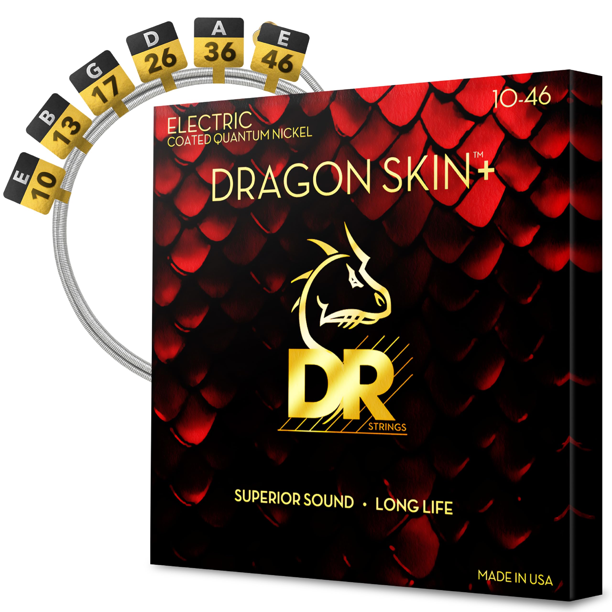 DR DEQ-10 - DRAGON SKIN+™ Electric Guitar Strings 10-46 - Electric Guitar Strings