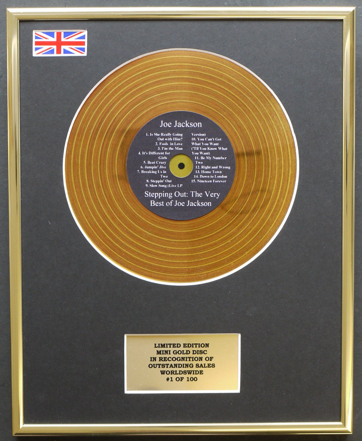 Limited Edition mini gold disc Display JOE COCKER/MINI GOLD DISC DISPLAY/LIMITED EDITION/COA/GREATEST HITS