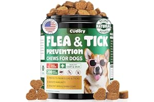 CUDORY Flea and Tick Prevention for Dogs Chews – 200 Soft Chews, Dog Flea Chewables with Skin & Coat Support – Oral Supplement for All Breeds & Ages – Natural Duck Flavor