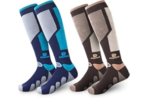 RIOROO Ski Socks, 2/3 Pairs for Skiing, Snowboarding, Outdoor Sports - Thermal Knee-High Warm Socks for Men, Women, Youth