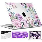 TWOLSKOO for M4 MacBook Air 13.6 inch Case 2025-2022 Release M4 A3240 M3 A3113 M2 A2681, Plastic Hard Shell & Screen Protector & Keyboard Cover & Trackpad Film, Colorful Hydrangea