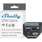 Shelly 2PM Gen4, Smart Relay Switch, WiFi, Matter &amp; Zigbee, 2-Channel | Power Metering, Compatible with Alexa, SmartThings, Google Home, Apple HomeKit, Home Assistant, Roller Shutters Control
