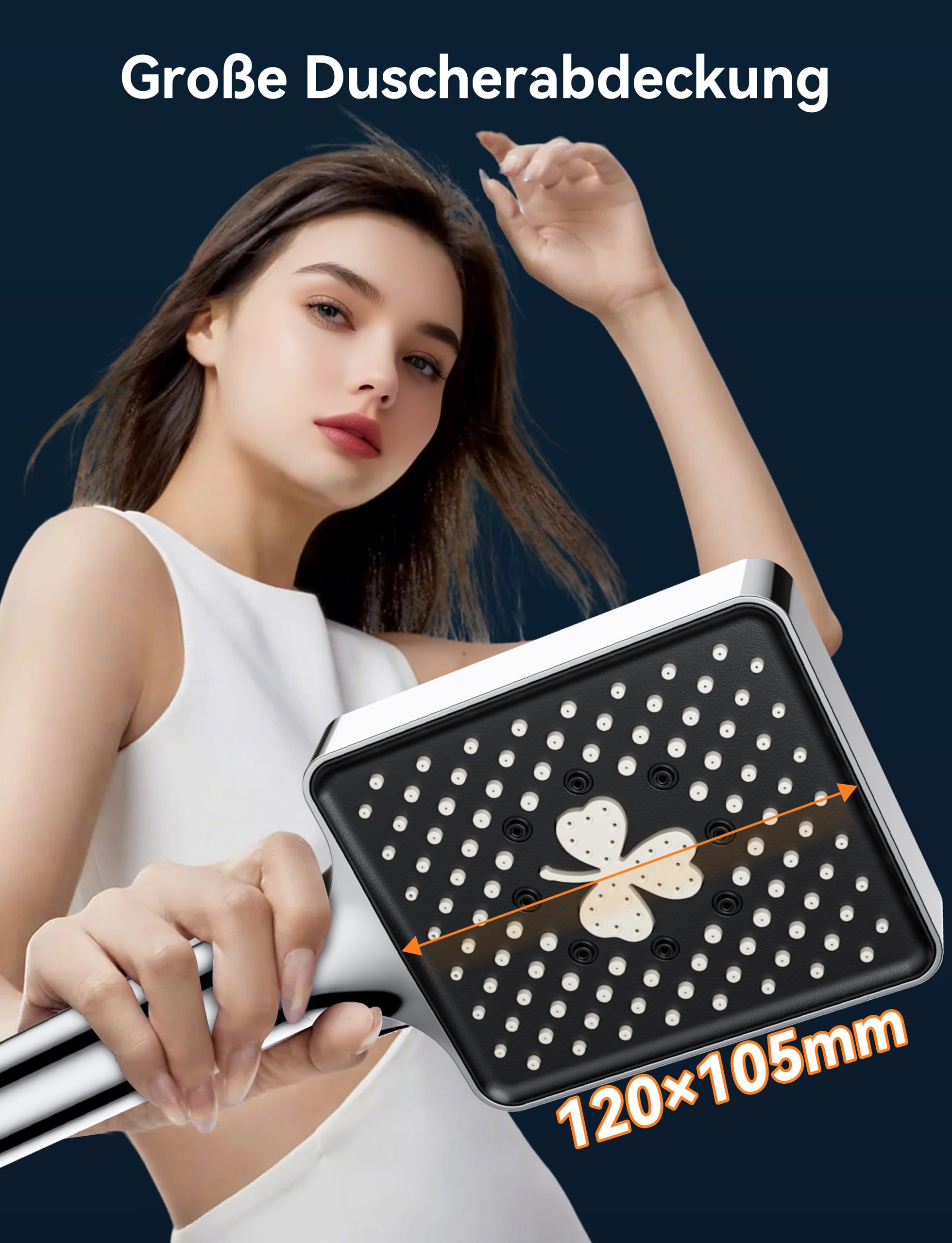 Magichome Duschkopf, Hochdruck Handbrause mit 6 Strahlarten Duschkopf Groß Wassersparend Duschbrause Regendusche,Chrom 6