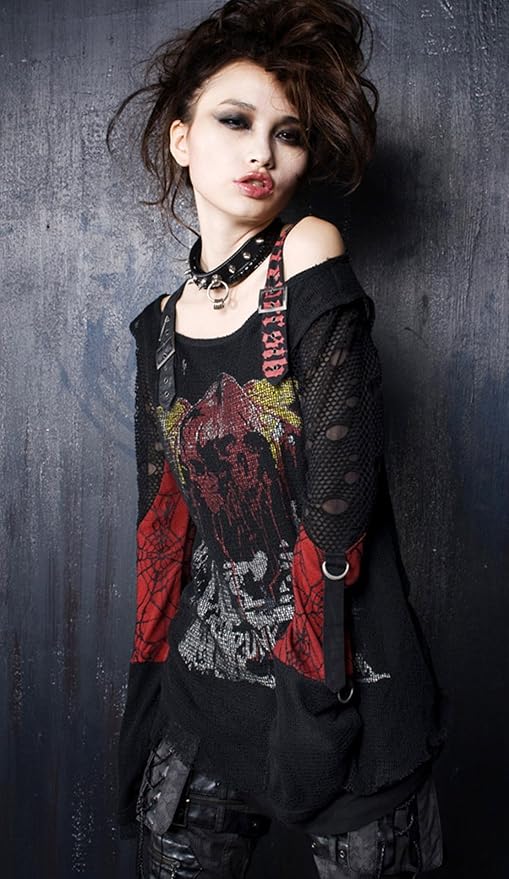 Amazon Punk Rave パンクロック パンク柄 スパイダーウェブのロングスリーブカットソー ブラック レッド メンズ Lサイズ Pr T221bkrd Ml コスプレ 仮装 通販