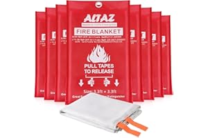 Fire Blanket Emergency for Home Kitchen - 39.4"x39.4" Flame Suppression Fiberglass Fire Extinguisher for Camping, Grill, Car, Office, Warehouse, Fireplace, Survival, Safety Altaz (8 Pack)