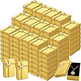 Jetec 120 Pcs Jewelry Gift Boxes Set 2 x 3.1 x 1.1 Inch Small Cardboard Jewelry Boxes with Ribbon Bowknot for Necklace Ring Earrings Bracelet(Gold)