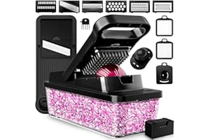 PrepNaturals Vegetable Chopper with Container, Veggie Chopper - Chopper Vegetable Cutter, Food Chopper & Onion Chopper - Onion Chopper Dicers, Choppers, Mandoline Slicer for Kitchen (9-in-1 Black)