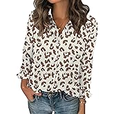 Zeagoo Women Blouses Chiffon Long Sleeve Button Down Shirts Business Causal Dressy Work Top V Neck Summer Spring Clothes