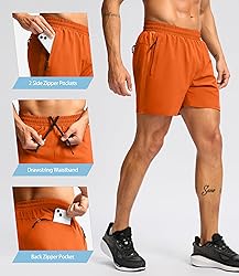 Pudolla Men's Running Athletic Shorts with 3 Zipper