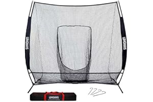 LOMGWAYS 7×7FT Golf/Baseball/Softball Practice Net for Batting, Hitting, Pitching, Training, Portable Baseball Golf Net with Carry Bag, for All Level, Easy Setup
