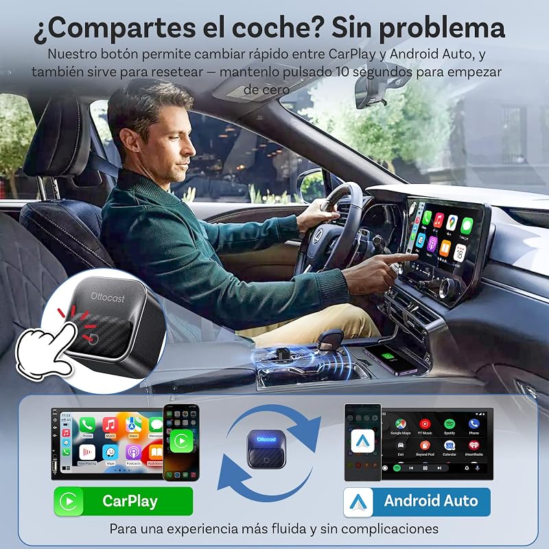 Mini Core 2 em 1 Adaptador Wireless CarPlay e Android Auto