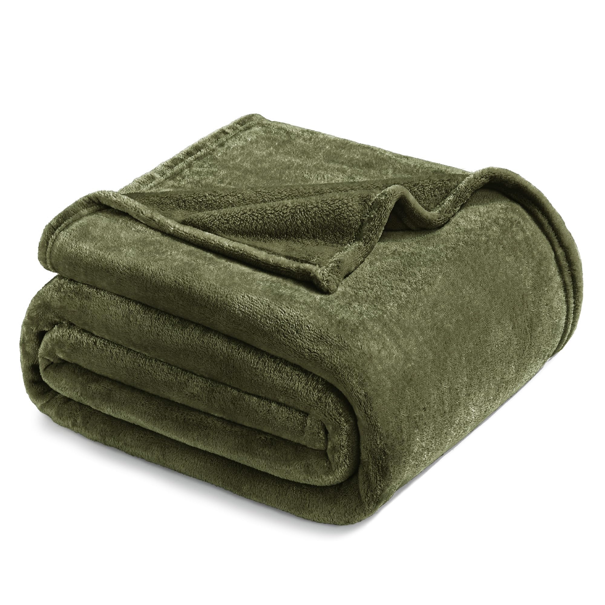Exclusivo Mezcla Fleece Blanket Double Size for Bed, Super Soft and Warm, All Season Use, Cozy, Plush, Lightweight, 230x168 CM, Olive Green